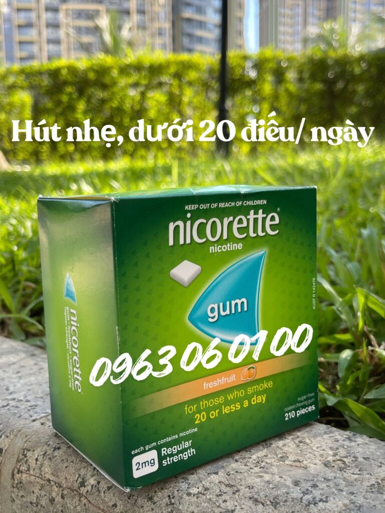 Kẹo gum cai thuốc lá Nicorette 2mg hộp 210 viên