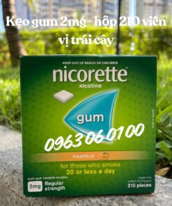 Kẹo Cai Thuốc Nicorette Gum 2mg Vị Trái Cây (Hộp 210 Viên)