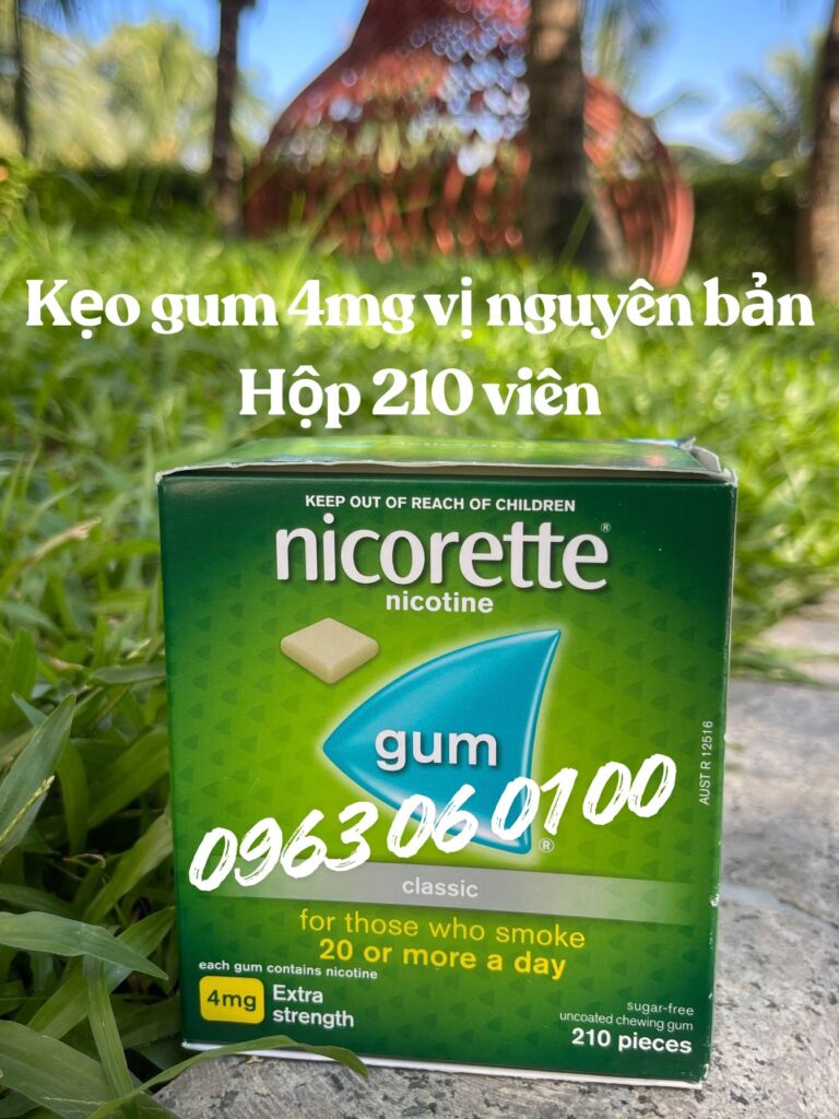 kẹo cai thuốc nicorette gum 4mg vị nguyên bản
