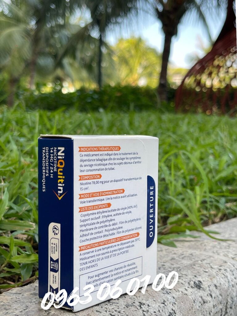 Mặt sau hộp miếng dán Niquitin 21mg