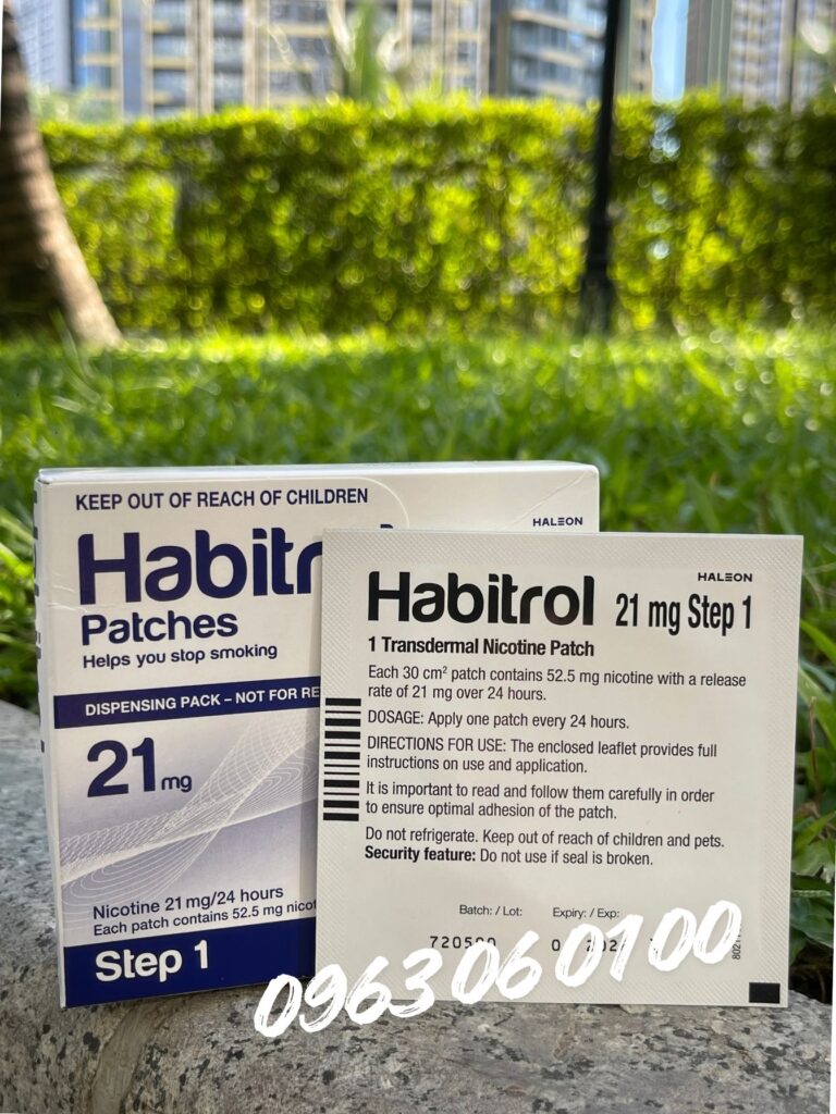Hộp miếng dán cai thuốc lá Habitrol 21mg step 1