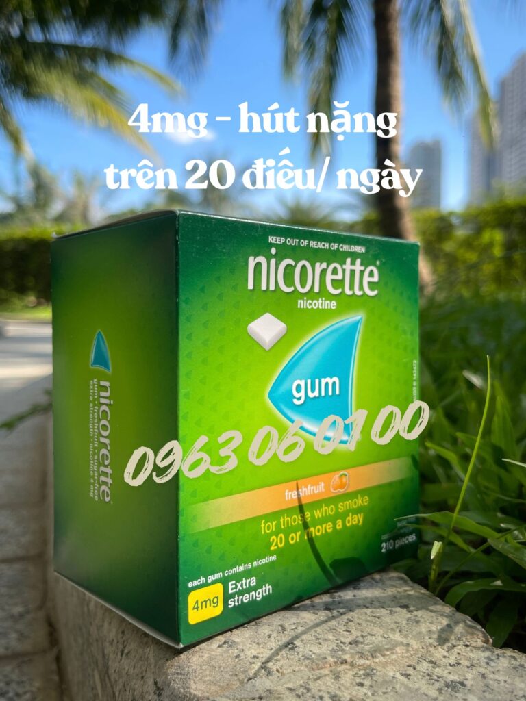 Kẹo gum cai thuốc lá Nicorette 4mg hộp 210 viên