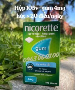 Kẹo Gum Cai Thuốc Nicorette 4mg Icy White 105 Viên