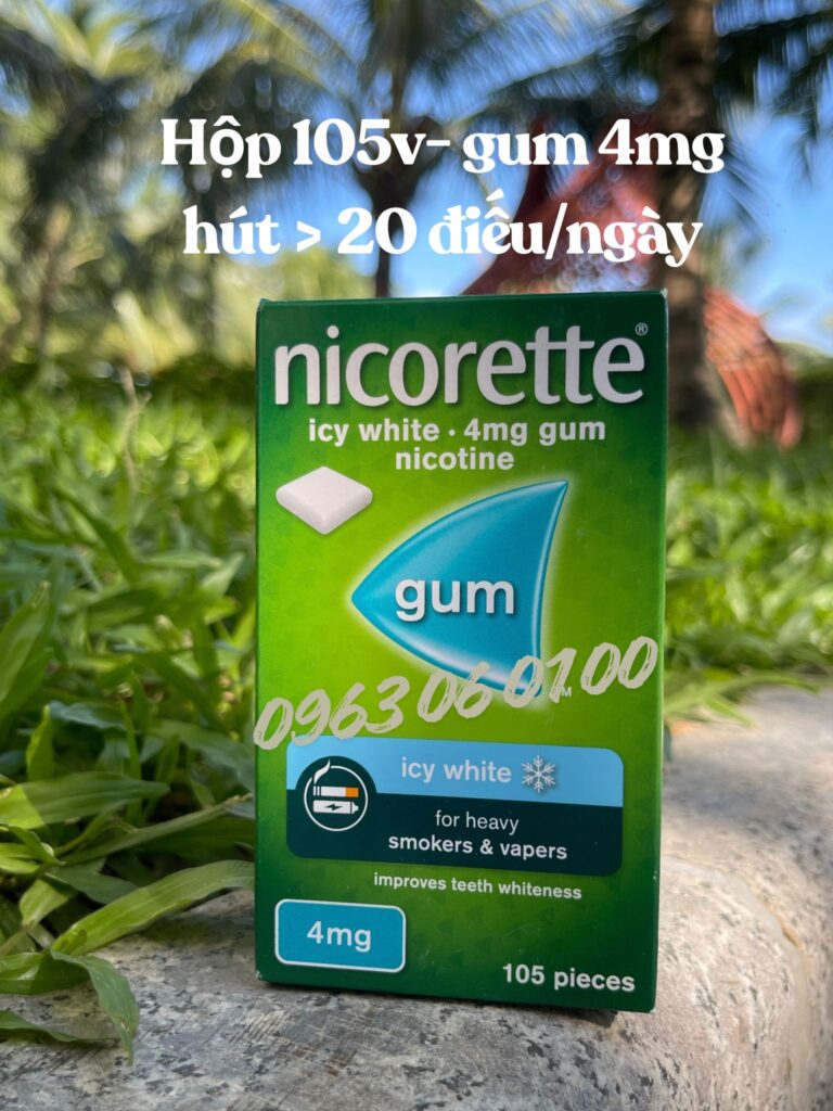 kẹo gum cai thuốc nicorette 4mg