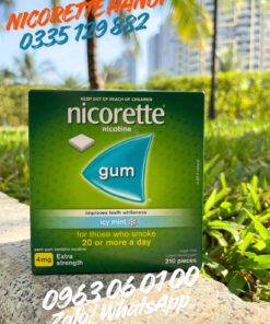 Kẹo Gum Cai Thuốc Nicorette 4mg Vị Icy Mint (Hộp 210 Viên) Hàng Úc