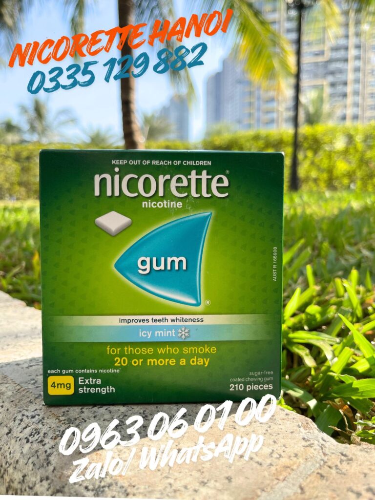 kẹo gum cai thuốc nicorette 4mg vị icy mint