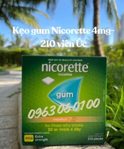 Kẹo Gum Cai Thuốc Nicorette 4mg Vị Trái Cây Hộp 210 Viên Úc