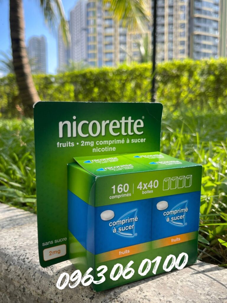 kẹo ngậm cai thuốc nicorette lozenge 2mg vị trái cây